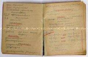 Heft mit handschriftlichen Aufzeichnungen aus einem Russisch-Lehrgang (vermutlich in Kriegsgefangenschaft)
