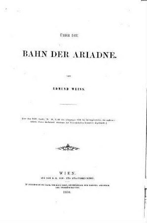 Über die Bahn der Ariadne