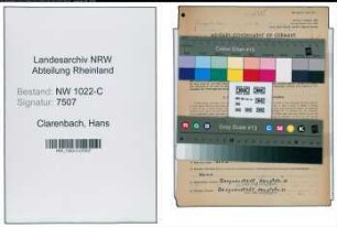 Entnazifizierung Hans Clarenbach , geb. 10.01.1915 (Assessor)
