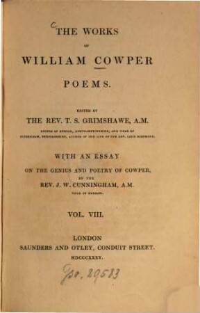 The works of William Cowper. Vol. 8