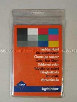 Farbtest-Tafel mit Beipackzettel, in Originalverpackung