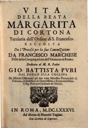 Vita della beata Margarita di Cortona