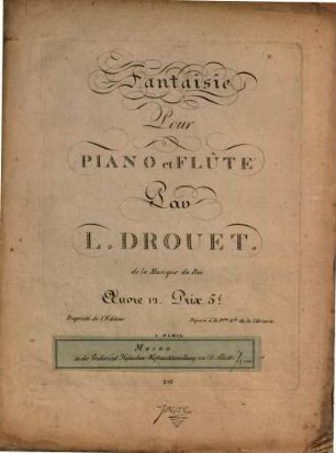 Fantaisie pour piano et flûte : oeuv. 12