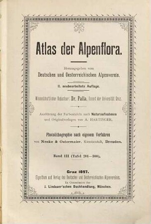 Atlas der Alpenflora, 3. Tafel 201 - 300