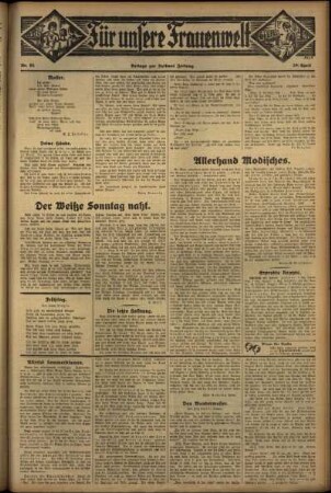 Zweite Ausgabe vom Donnerstag, den 20. April 1933.