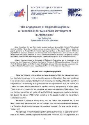 The engagement of regional neighbors: a precondition for sustainable development in Afghanistan