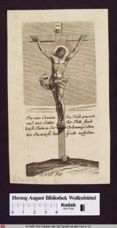 Christus am Kreuz, am Boden der Schädel Adams.