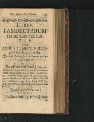 Liber Pandectarum Trigesimus Tertius.