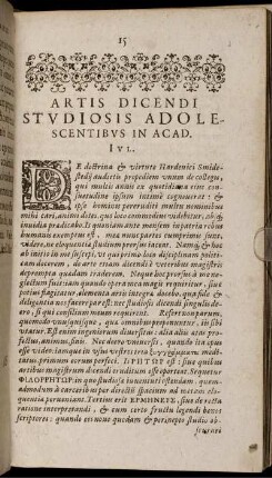 Artis Dicendi Studiosis Adolescentibus in Acad. Iul.