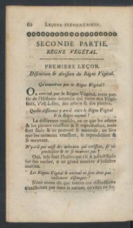 Seconde partie. Régne végétal.