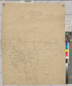 Departement de la Roer. Arrondissement d'Aix-la-Chapelle. Canton de Duren. Plan lineaire de la Mairie Düren 1:10000. Gemeinde Düren 1812 (Übersichtskarte)