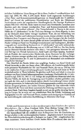 Gilde und Korporation in den nordeuropäischen Städten des späten Mittelalters, hrsg. von Klaus Friedland, (Quellen und Darstellungen zur hansischen Geschichte, N.F., 29) : Köln u.a., Böhlau, 1984
