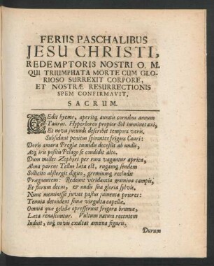 Feriis Paschalibus Jesu Christi ...