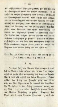 Vorläufige Erklärung über die landständische Verfassung in Preussen