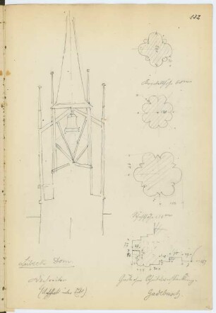 Dom, Lübeck: Schnitt, Details (aus: Skizzen- und Fotoalbum 9)