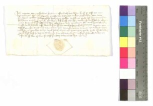 Mertin von Ussigkeim gegen Kraft von Hohenlohe: Schuldsumme; aufgedr. Siegel.