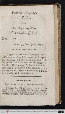 Nro. 13. Den 25ten Martius