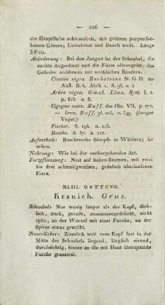 XLIII. Gattung. Kranich. Grus