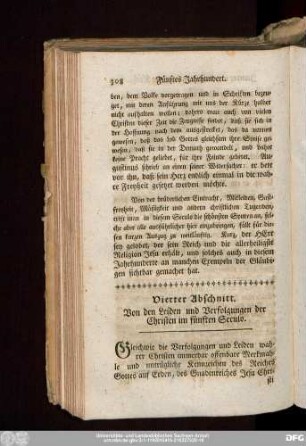Vierter Abschnitt. Von den Leiden und Verfolgungen der Christen im fünften Seculo.