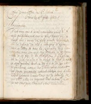 E. Lettre du dt. Pere du 8. Febr. 1683.
