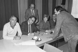 Wahlkundgebung der Karlsruher SPD im DBG-Haus zur Landtagswahl Baden-Württemberg am 25. März 1984