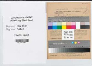 Entnazifizierung Josef Erwes, geb. 09.11.1899 (Tel.Sekretaer)