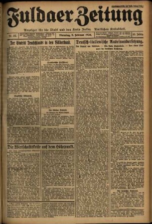 Ausgabe vom Dienstag, den 09. Februar 1926.