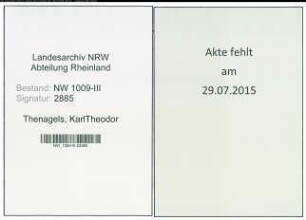 Entnazifizierung KarlTheodor Thenagels , geb. 09.06.1895 (Landwirt)