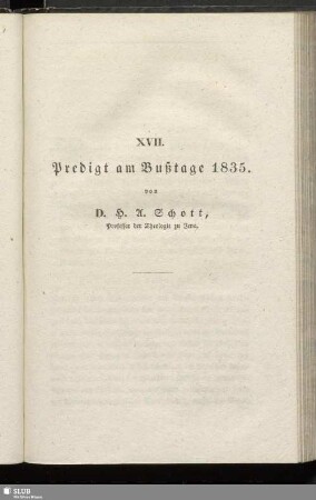 XVII. Predigt am Bußtage 1835