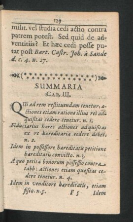 Summaria Cap. III.