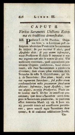 Caput II. Veritas Sacrementi Unctionis Extremae ex traditione demonstratur