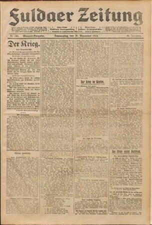 Ausgabe vom Donnerstag, den 31. Dezember 1914.