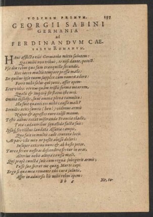 Georgii Sabini Germania ad Ferdinandum Caesarem Romanum.
