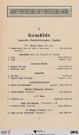 I. Gemälde (Nr. 1-212)