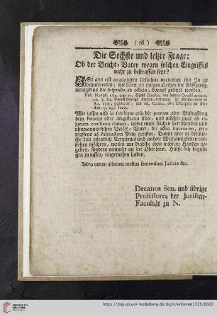 Die Sechste und letzte Frage