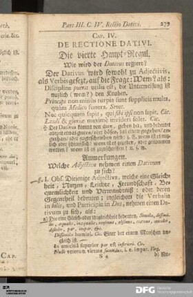 Cap. IV. De Rectione Dativi. Die vierte Haupt-Regul