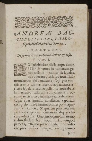 De Gemmarum natura, viribus, & vsu. Cap. I.