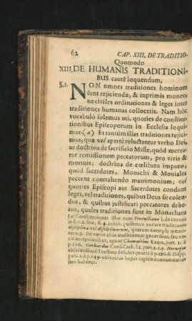 XIII. De Humanis Traditionibus caute loquendum.
