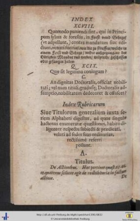 Index Rubricarum.