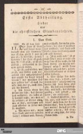 Erste Abtheilung. Lieder über die christlichen Glaubenslehren.