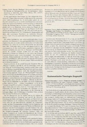 Systematische Theologie: Dogmatik