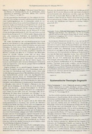 Systematische Theologie: Dogmatik