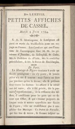 No LXXXVIII (Mardi 8 Juin 1784)