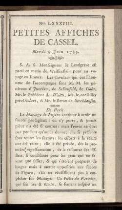 No LXXXVIII (Mardi 8 Juin 1784)