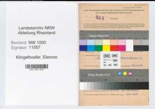 Entnazifizierung Elenore Klingelhoefer, geb. 19.01.1903 (Postassistentin)