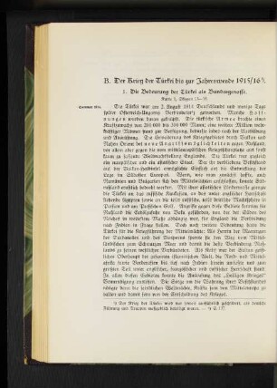 B. Der Krieg der Türkei bis zur Jahreswende 1915/16.