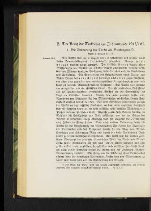 B. Der Krieg der Türkei bis zur Jahreswende 1915/16.