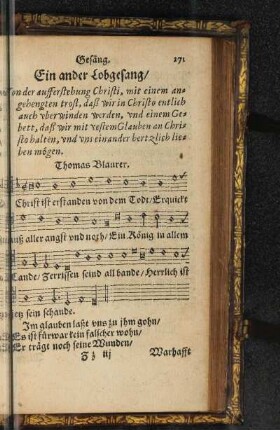 Ein ander Lobgesang/ von der aufferstehung Christi ... Thomas Blaurer.