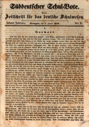 Süddeutscher Schulbote : eine Zeitschr. für d. dt. Schulwesen. 10. 1846