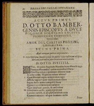Actus Primus. D. Otto Bambergensis Episcopus A Duce Poloniæ Boleslao Excitus Pomeraniam Convertit.